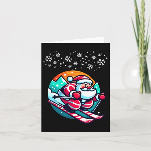 Kerstman Skihelling Skihut Grappig Kaart (Voorkant)