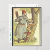 Kerstman slaat een stoute jongen Briefkaart (Voorkant / Achterkant)