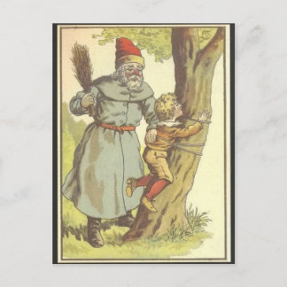 Kerstman slaat een stoute jongen Briefkaart