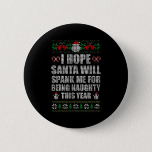 Kerstman Slaat Stoute Lelijke Kerst Trui Ronde Button 5,7 Cm