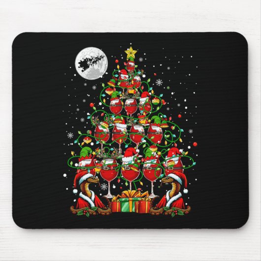 Kerstman Slangen en wijn Gles Kerstboom Drinker Muismat (Voorkant)