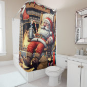 Kerstman slapen Kerstmis Douchegordijn (In situ)