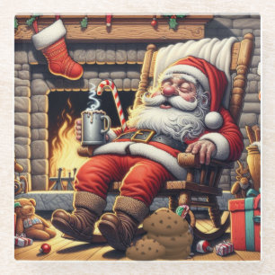 Kerstman slapen Kerstmis Glazen Onderzetter