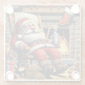 Kerstman slapen Kerstmis Glazen Onderzetter (Achterkant)