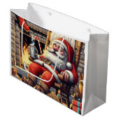 Kerstman slapen Kerstmis Groot Cadeauzakje (Voorkant Gekanteld)