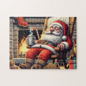 Kerstman slapen Kerstmis Legpuzzel (Horizontaal)