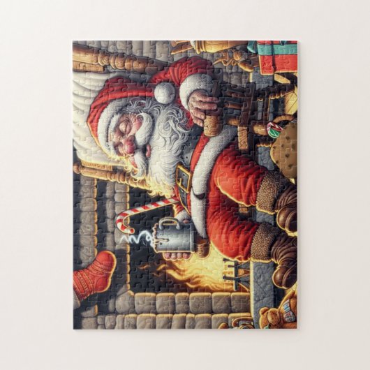 Kerstman slapen Kerstmis Legpuzzel (Verticaal)