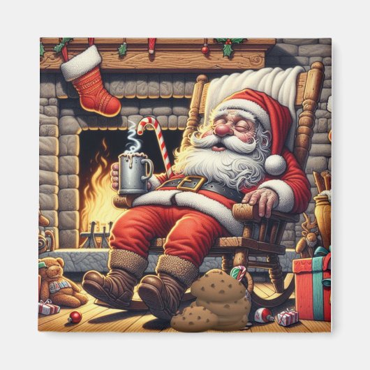 Kerstman slapen Kerstmis Magneet (Voorkant)