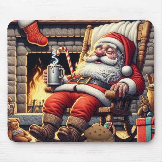 Kerstman slapen Kerstmis Muismat (Voorkant)