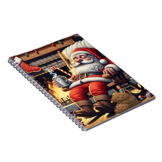 Kerstman slapen Kerstmis Notitieboek (Rechterzijde)