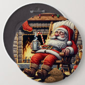 Kerstman slapen Kerstmis Ronde Button 6,0 Cm (Voorkant /achterkant)