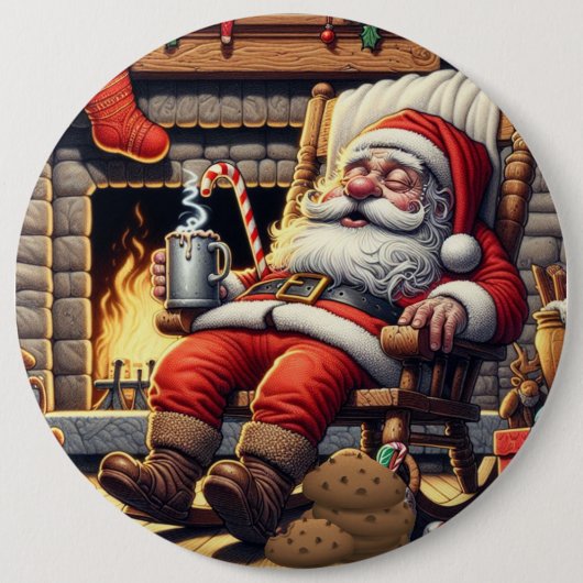 Kerstman slapen Kerstmis Ronde Button 6,0 Cm (Voorkant)
