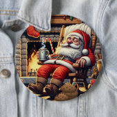 Kerstman slapen Kerstmis Ronde Button 6,0 Cm (In situ)