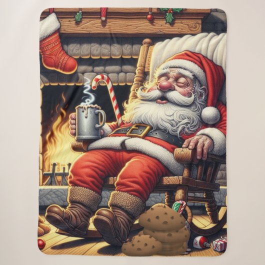 Kerstman slapen Kerstmis Sherpa Deken (Voorkant)