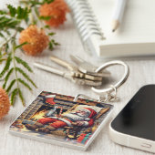 Kerstman slapen Kerstmis Sleutelhanger (Voorkant Rechts)