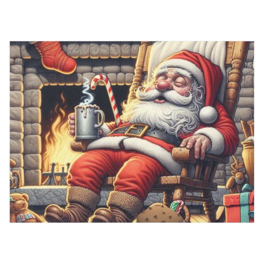 Kerstman slapen Kerstmis Tafelkleed (Voorkant (Horizontaal))