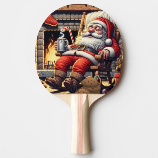 Kerstman slapen Kerstmis Tafeltennisbatje (Voorkant)