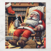 Kerstman slapen Kerstmis Wijn Etiket (Enkel label)