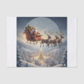 Kerstman slee, 3D Kerstmis, Winterdorp, Kinderen Tissuepapier (Voorkant)