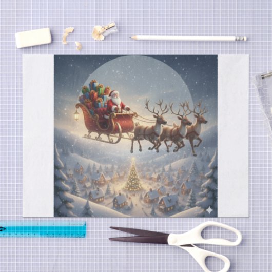 Kerstman slee, 3D Kerstmis, Winterdorp, Kinderen Tissuepapier (Craft)