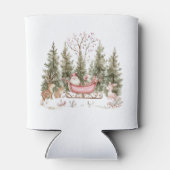 Kerstman, slee, cadeaus bos kerstmis blikjeskoeler (Achterkant)