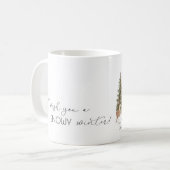 Kerstman, slee, cadeaus bos kerstmis koffiemok (Voorkant links)