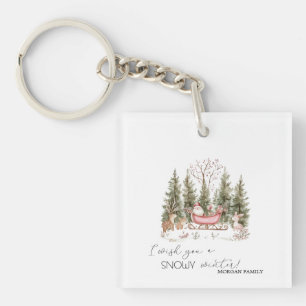 Kerstman, slee, cadeaus bos kerstmis sleutelhanger