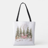 Kerstman, slee, cadeaus bos kerstmis tote bag (Achterkant)