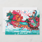 Kerstman slee Custom Prettig Kerstfeest Feestdagenkaart (Voorkant)