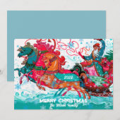 Kerstman slee Custom Prettig Kerstfeest Feestdagenkaart (Voorkant / Achterkant)