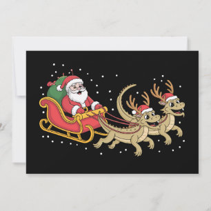 Kerstman slee draken Kerstmis rendier horens Kaart