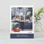 Kerstman slee Eigen foto Kerstmis Feestdagenkaart (Staand voorkant)