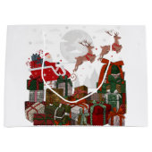 Kerstman slee en rendier Kerstmis Groot Cadeauzakje (Voorkant)