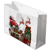 Kerstman slee en rendier Kerstmis Groot Cadeauzakje (Voorkant Gekanteld)