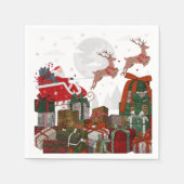 Kerstman slee en rendier Kerstmis Servet (Voorkant)