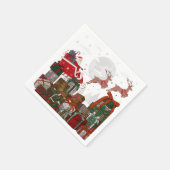 Kerstman slee en rendier Kerstmis Servet (Hoek)