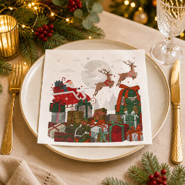 Kerstman slee en rendier Kerstmis Servet