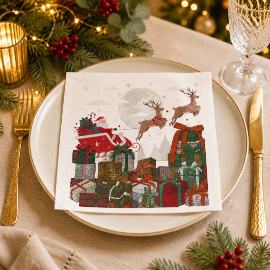 Kerstman slee en rendier Kerstmis Servet