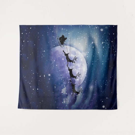 Kerstman slee | Fantasie Galaxy Kerstnachtelijke H Wandkleed (Voorkant (horizontaal))