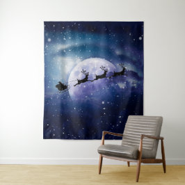 Kerstman slee | Fantasie Galaxy Kerstnachtelijke H Wandkleed