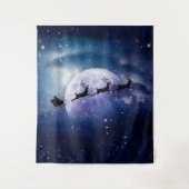 Kerstman slee | Fantasie sterrenstelsel Kerstnacht Wandkleed (Voorkant)