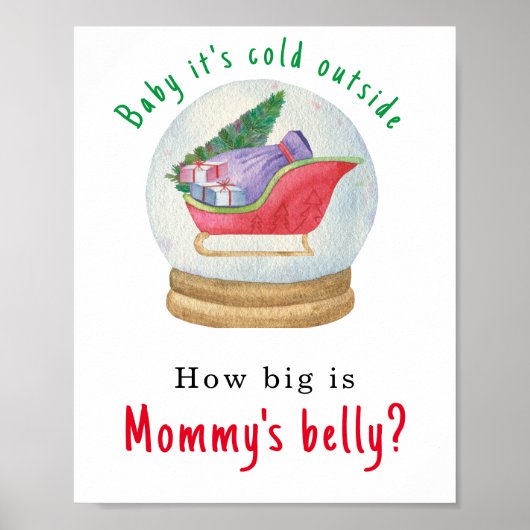 Kerstman slee - Hoe groot is mama's buik Poster (Voorkant)