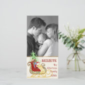 Kerstman slee kerst foto fotokaart feestdagenkaart (Staand voorkant)