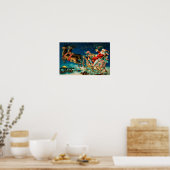 Kerstman slee Kerst vakantie vintage Poster (Keuken)