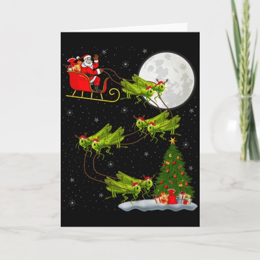 Kerstman slee Kerst vliegend grappig magisch Kerst Kaart (Voorkant)