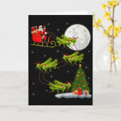 Kerstman slee Kerst vliegend grappig magisch Kerst Kaart (Gele Bloem)