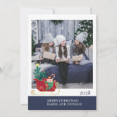 Kerstman slee Kerstmis met eigen foto Feestdagenkaart (Voorkant)