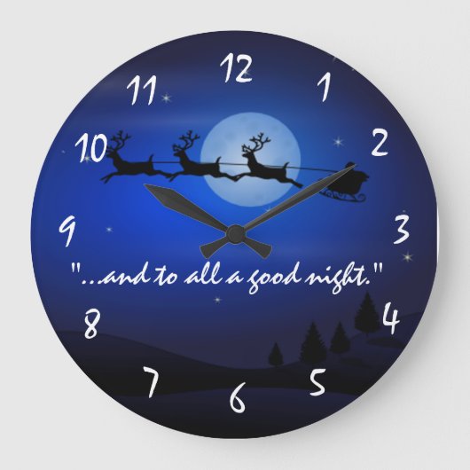 Kerstman slee klok Kerstmis Wandklok (Voorkant)