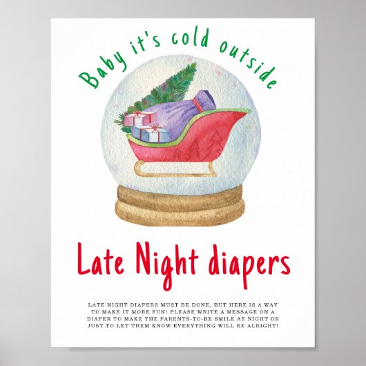 Kerstman slee - Late Night luiers Poster (Voorkant)
