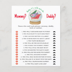Kerstman slee - mama of papa baby shower spel
